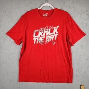 Under Armour Crack The Bat Shirt Mens Large Red Baseball Graphic Tee HeatGear